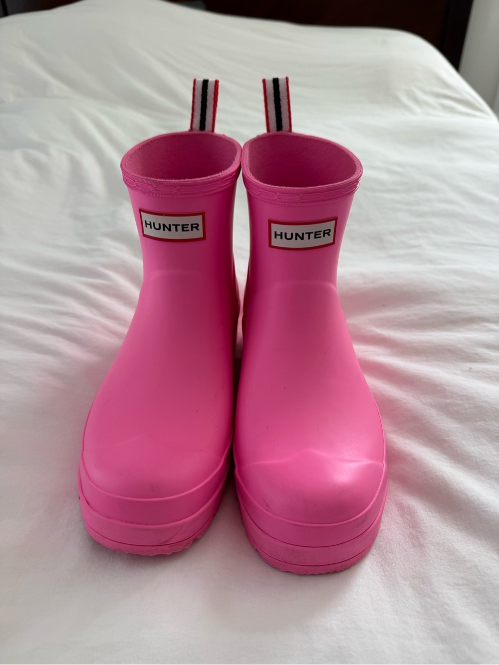 Hunter Short Pink Rain Boots with Pull Tabs